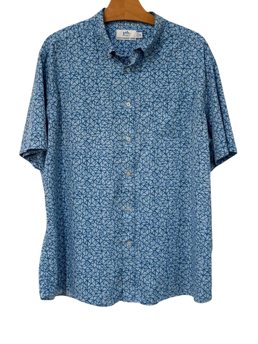 Southern Tide Blue Print XL Performance Shirt Short Sleeve